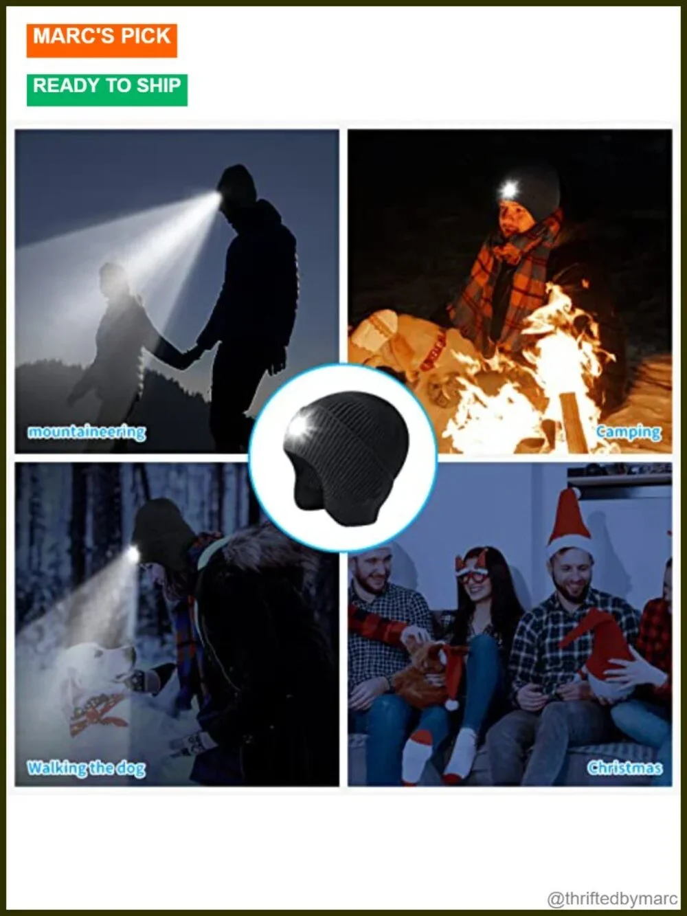Unisex USB Rechargeable LED Beanie Hat with Light Warm Knitted Earflap Beanie